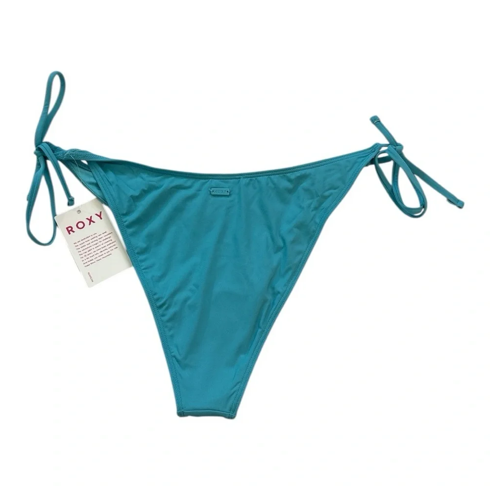 Roxy Womens SD Beach Classics Tie Side Cheeky Bikini Bottom Maui Blue Large XL